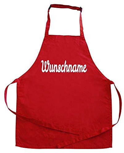 Elefantasie Personalisierte Schürze mit Name, Kochschürze für Backen, Kochen, Malen, Geschenkidee für Kinder und Erwachsene 11-99 Jahre rot