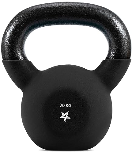 Yes4All JENR Neopren beschichtete Kettlebell, Krafttraining Kettlebells - 20KG Schwarz