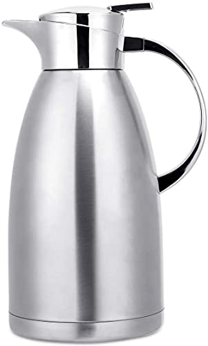 Chesnia Carafe isotherme 2,3 l en acier inoxydable - Carafe isotherme à double paroi - Pour garder le thé, le lait et les boissons chaudes ou froides