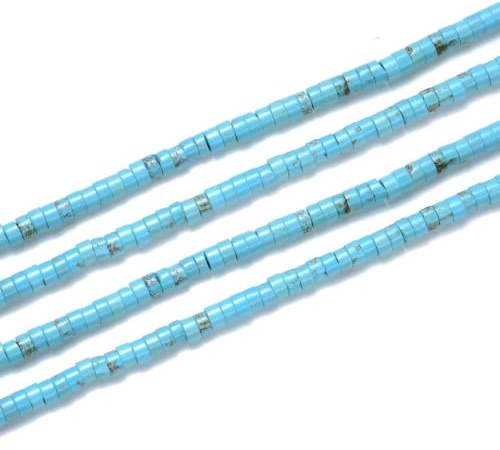 GH-C17 Adabele natürlicher blauer Türkis-Heilstein, 4 mm x 2 mm, kleine Heishi-Perlen, lose Perlen, Röhre, Rondelle, Edelstein-Abstandshalter (150–160 Stück) für Schmuckherstellung, 1 Strang