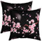 Kirschblüten Kissenbezüge 45x45cm 2er Set Kissenbezüge Japanisch Style Kissenbezug Kissenhülle Sakura Blume Dekorative Sofakissen Couchkissen Floral Botanical Rosa Schwarz Dekokissens