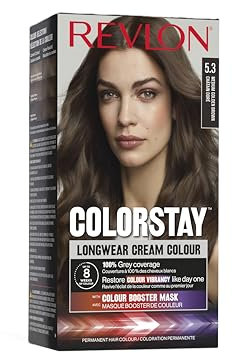 Revlon Colorstay Tinte Pelo Mujer, Coloración Permanente de larga duración, Incluye mascarilla potenciadora del color, Hasta 8 semanas de color, Tono 5.3 Castaño Claro Dorado