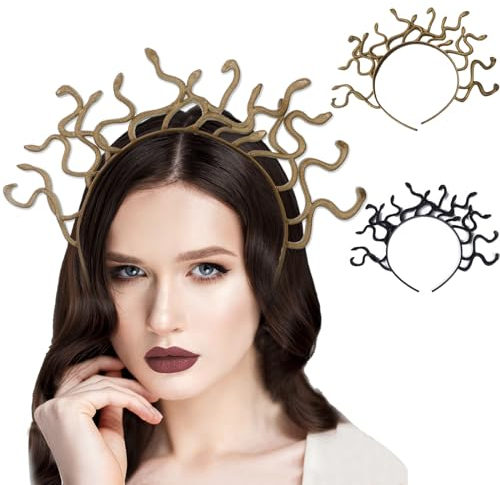 HIFOT 2 Stück Medusa Kopfschmuck Schlangen Haarreif Stirnband Damen Tag Der Toten Fasching Haarschmuck Halloween Kostüm für Karneval Maskerade Party