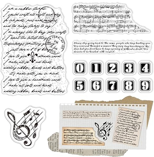 craspire Musiknotenstab-Textnummern, Transparenter Gummistempel, Vintage-Stil, Transparente Silikonsiegel, Stempel Für Journaling, Kartenherstellung, DIY, Scrapbooking, Handgefertigtes Fotoalbum