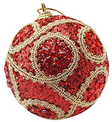 Christbaumkugeln Deko Weihnachten weiß rot Christbaumschmuck aus Strass, 8 cm, Weihnachtskugeln, Glitzerkugel, Ornament, Dekoration und Christbaumkugeln Ornamente Weihnachtsbaumschmuck (Red, One Size)