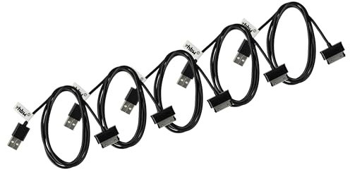 vhbw 5x cavo dati USB compatibile con Samsung Galaxy Note GT-N8010 tablet - Cavo (USB standard tipo A) di ricarica 2in1, 120cm, nero