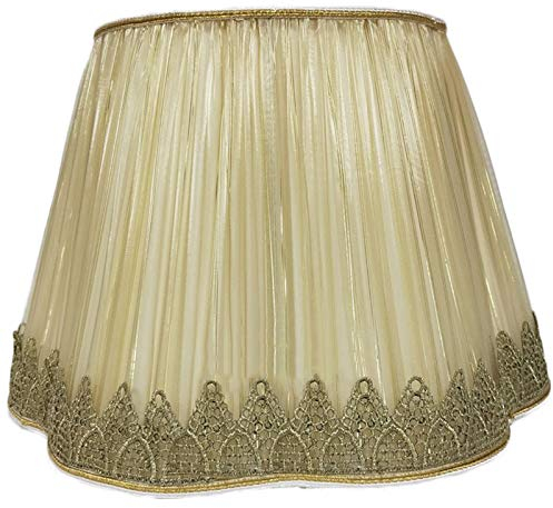 CWCQGH Plissierter Lampenschirm, konischer Goldener Lampenschirm, Tischlampen-Stehlampe, exquisiter handwerklicher Lampenschirm, Spitze, 45 cm