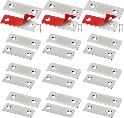 Cabinet Magnetic Catch 12 Packs Ultra Thin Door Magnets Drawer Magnet Stainless Steel Magnetic Cabinet Latches Hardware for Sliding Door Window Kitchen Closet Cupboard Closure Door Closer Catch