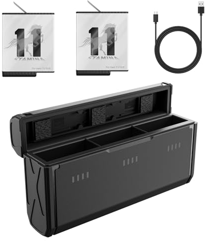 AFAITH Enduro Batteria e Caricatore Veloce per Gopro, Batteria Ricaricabile Veloce a Bassa Temperatura con 2 Schede TF per Gopro Hero 12 11 10 9 (2 batterie e custodia di ricarica)