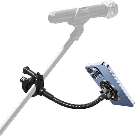Mic Stand Phone Holder for Magsafe, JCWINY Flexible Phone Holder for Microphone Stand Super Magnets iPhone Mic Stand Holder Mic Music Stand Phone Mount for iPhone 15 14 13 12 Pro Max Plus Max Mini