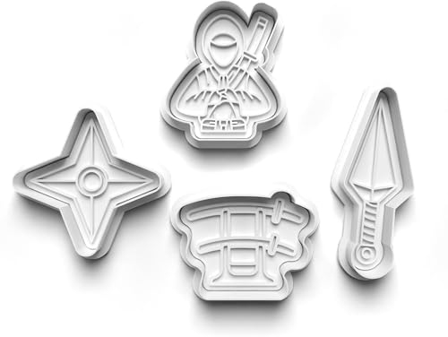 Cookie Cutters Set 4 PCS Ninja Assassins Sword Cookie Stamp Cookie Cutter Mould Dough Fondant for Kid DIY Cookie Making