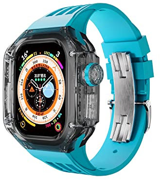 BCMCBV Cinturino trasparente per orologio da 49 mm, per Apple Watch Ultra 8 49 mm, kit di modifica per iWatch 8 serie 49 mm, cinturino sportivo in gomma, 49mm, Agata