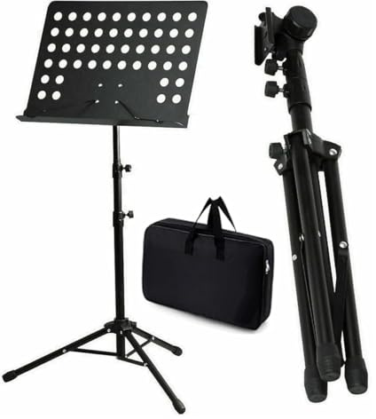 ATEK Metal Music Stand, Height Adjustable Foldable Tripod Sheet Stand | 77–160cm Telescopic Extension, Heavy Duty Metal Construction, Ideal for Projectors, Books