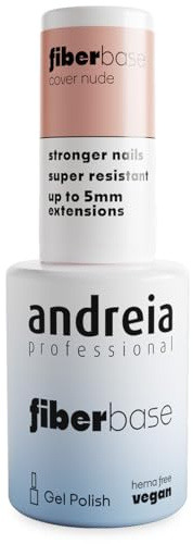 Andreia Professional Fiber Gel Base Coat for Nails - Base of High Viscosity Builder for Gel Polish Enriched with Synthetic Fibers - Vegan and Hema Free 10.5ml (Cover Nude, 10.5ml)