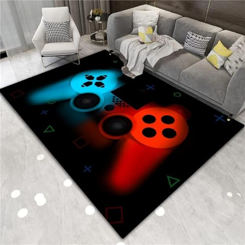Suserritbcho Game Controller Bereich Teppich, Gamer rutschfeste Fußmatte, Spielkonsole Dekoration, Waschbar für Jungen Schlafzimmer Wohnzimmer Dekor, 120 x 160 cm, D