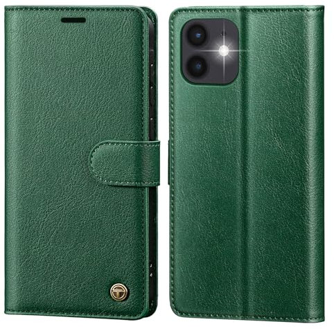 CASBST Handyhülle für iPhone 11 Hülle,Hochwertig Lederhülle Schutzhülle Klappbar mit Kartenfach Standfunktion Magnet für iPhone 11 Klapphülle Handytasche Flip Case für iPhone 11 Hülle Grün