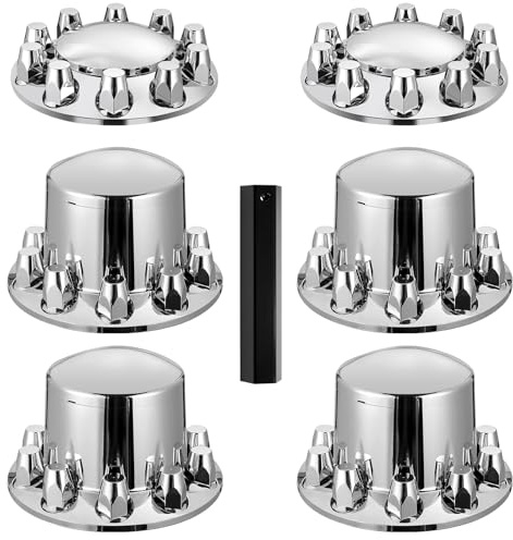 VEVOR Rear Front Axle Wheel Covers, Dome Axle Cover for Semi Truck, ABS Rust-Resistant Lug Nut Covers, Universal Fit, Installation Tool Included, 2 Front and 4 Rear Axle Hub Covers Combo Kit