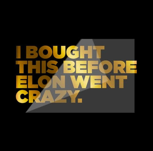 Sons of Battery - I BOUGHT THIS BEFORE ELON WENT CRAZY ca. 11 x 5,5 cm - 13 Farben - Bekannt auf den Medien Original Anti Elon Auto Aufkleber Vinyl Sticker - (Bronze)