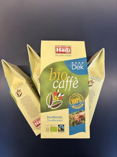Caffè Haiti Roma Biocaffè Moka Dek 100% Biologico 100% Equosolidale caffè decaffeinato macinato 4 x 250 g