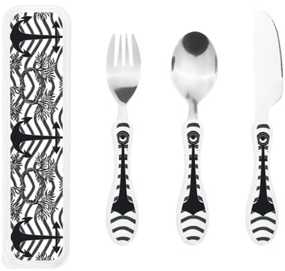 Big Kids Cutlery Set Spoon Knife and Fork Sets Children Cutlery Sets Food-Safe Stainless Steel (Vine Ripple Boat Anchor)