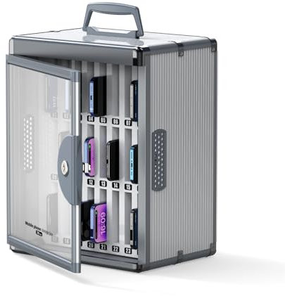 ZORVIDSON Armadietto per cellulare in Classe, scatola di immagazzinaggio portatile a 24 fessure, armadio per cellulare con fissaggio a parete con serratura di sicurezza (nero)