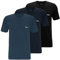 BOSS Herren Classic T-Shirts Kurzarm Shirts Pure Cotton Crew-Neck 3er Pack, Farbe:Mehrfarbig, Artikel:-989 Denim/Black/Navy, Größe:XL