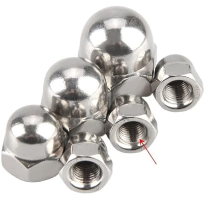 SellGood Handmutter 1~5 Stück M8 M10 M12 M14 M16 M20 304 Edelstahl Feingewinde Hutmutter Sechskant Feinzahn Dekorative Abdeckung Kuppel Schraubverschluss(M12x1mm-2Pcs)