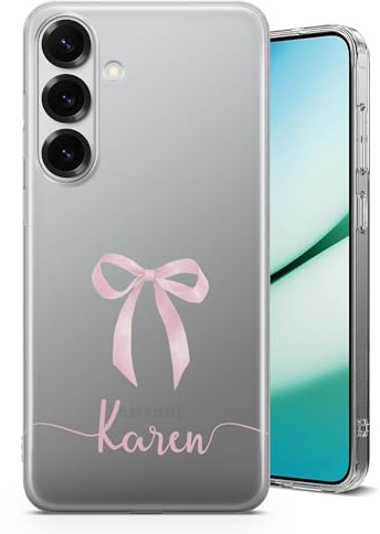 AIGAT Personalisierte Handyhülle für Samsung Galaxy A13 - Klare Weiche TPU Gel Handyhülle Schönes Schleifen und Herz Motiv Individuelles Name Initialen Text - Name