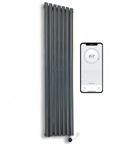 Greened House Anthracite WiFi Smart Electric Radiator Oval Tube 1600 x 480