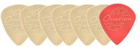 Ovation Diamond Picks Nylon Standard 351 Picks - Super Grip - Round Tip - 7 Set (6+1 piece free) - 0.46 mm - dry sand - Made in Czech Republic