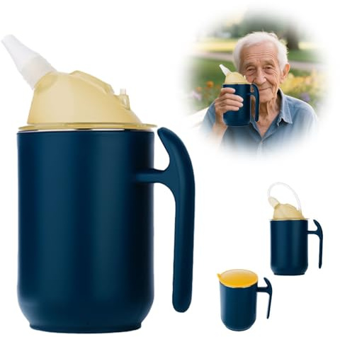 KQWVZ 400 ML Gobelets Anti-Déversement Pour Personnes Âgées, 3-In-1 Tasse À Bec Anti-Fuite Pour Personnes Âgées, Tasse De Dysphagie Avec Couvercle Et Paille, Pour Patients, Maternité, Handicapés