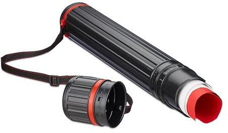 Relaxdays Posterrolle ausziehbar, 65—105 cm, Ø 8 cm, Transport Poster, Zeichnungen, Zeichenrolle bis DIN A0, rot/schwarz