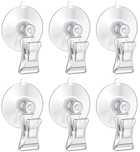 Pawfly 6 Pcs Aquarium Suction Cups with Clips, Aquarium Suction Cup Clips, Clear Plastic Fish Feeding Tool, Plant Leaf Seaweed Clips, Veggie Feed Holder, Underwater Fish Feeder, Fish Tank Accessories