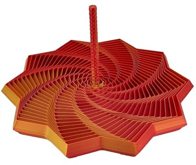 Printed Expanded Sensory Star,Multi-Faceted Stress Relief Fidget Toy, PLA Material, Vertical Silky Design, Push Play Spinner,Great Christmas & Birthday Gifts (Laser Red 17CM)