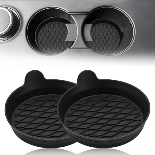 Car Cup Holder Coaster, 2PCS Silicone Non-Slip Car Coasters for Most Cars, Spill-Proof Cup Holders Coasters, Anti-slip Cup Mat, Heat Cold Resistance Easy Clean Gift for New Car Owners(Black)