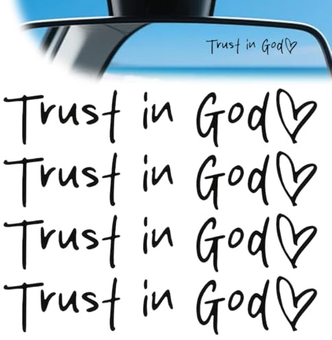 YIPFEN 4 Stück Autospiegel Aufkleber, Trust in God Motivationsaufkleber, Christliche Affirmationsaufkleber, Auto Spiegel Aufkleber, für Auto Laptop Fenster Kühlschrank Wasserfest Abziehbar