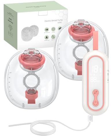 eSynic Tragbare Milchpumpe Elektrische Handsfree Brustpumpe mit Akku und leiser Funktion Doppelseitige Breast Pump mit 4 Modi und 15 Stufen Einfach zu Reinigen 210ml Kapazität Abpumpen für Mütter Rosa