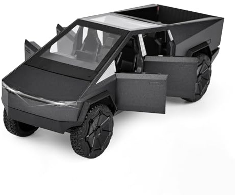 MODVKVK Tesla Truck 1:32 Modellauto, Spielzeugauto Trucks mit Licht & Musik, Zurückziehfunktion, Legierungsdruckguss, Tolles Mini-Fahrzeugspielzeug für Kinder ab 3 Jahren und Autosammler (Schwarz)