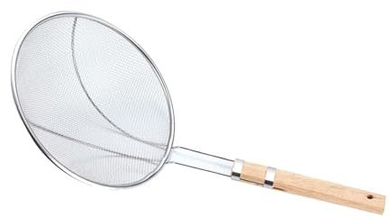 RASTKY Passoire à Mailles Fines Polyvalente et Robuste, Manche en Bois, Cuillère D'écumoire D'Huile pour Frire les Aliments, 1 X Maille de Friteuse à Huile