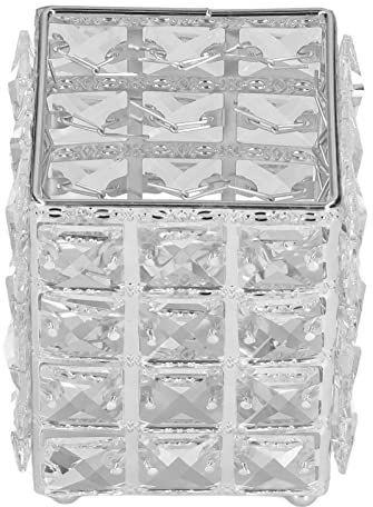 Phefop Make-up-Pinselhalter, Make-up-Organizer aus Edelstahl und Acryl mit Glitzernder Oberfläche, für die Aufbewahrung von -Werkzeugen Im Badezimmer, Schlafzimmer, Büro (SILVER)