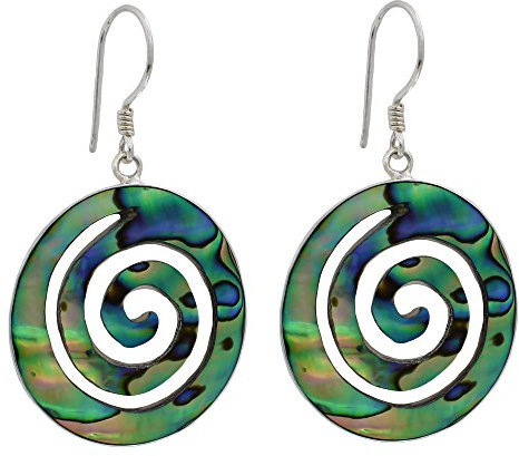 I-be, Paua Muschel Abalone Ohrringe rund mit Spirale, 925 Silber, 398201 Spirale