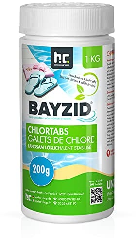 Höfer Chemie Pool Chlor Tabletten langsam löslich 200g 12 x 1 kg Bayzid - zur dauerhaften Chlorung von Pool und Schwimmbad - Hochwirksam gegen Bakterien und Pilze
