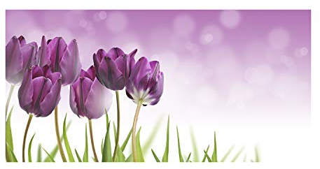 Tulup Glass Picture Wall Art - 100x50cm - Tempered Glass Decoration - Print for Living room Bedroom - Toughened Glass Image - Glass picture Wall Art - Fillet tulips