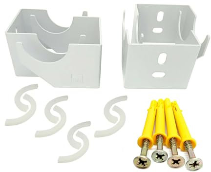 Designer Vertical Column Dual Arm Radiator Brackets (92mm (A) x55mm (B) x57mm (C), White)