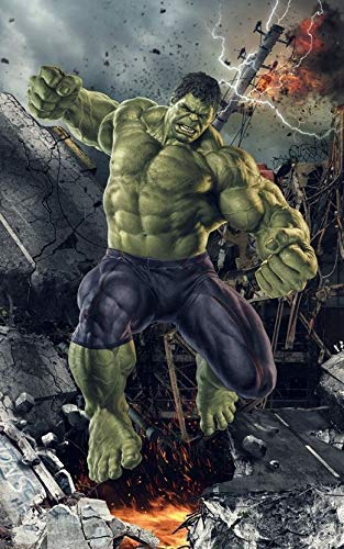ACEYCYS 3D DIY Diamantmalerei-Kit, Hulk Superheld Runder Strass Kreuzstich, Raumdekoration Malerei 40x50cm
