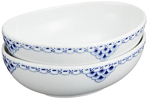 Royal Copenhagen Princess 1058876 Lot de 2 bols ovales en porcelaine Blanc/bleu 37 cl 15,5 x 11,5 x 5 cm