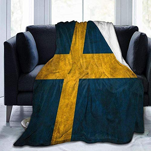 YuLiZP Decke Schweden Flagge Vintage Europa 203.2 x 152.4 cm Mikrofaser Reversibel Sommer Decke für Camping Twin/Full