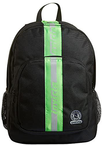 Invicta Rucksack, für Schule, Sport&Freizeit, Geräumige Schultasche für Teenager, Mädchen und Jungen, mit Trinkflaschenfach, Extra Platz, schwarz, STRONG REFLECTIVE BAND