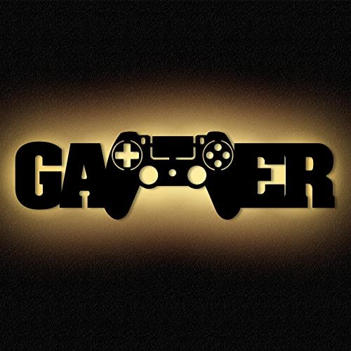 Namofactur Gamer Led Gaming Raum Room Zimmer Deko Dekoration I Geschenkidee Geburtstag I Batteriebetrieb