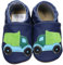 HOBEA-Germany Krabbelschuhe für Jungs und Mädchen in verschiedenen Designs, Kinderhausschuhe Jungen, Lederschuhe, Schuhgröße:26/27, Modell Schuhe: LKW dunkelblau